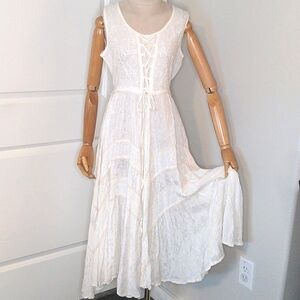 Vintage Scully White Laceup Corset Dress Embroidered Wedding Bridal SZ Small NWT
